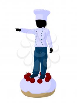 Royalty Free Clipart Image of a Boy on a Cake