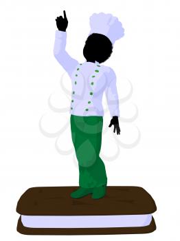 Royalty Free Clipart Image of a Boy Chef on an Ice-Cream Sandwich