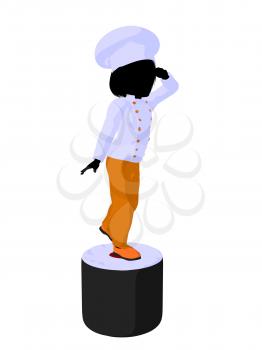 Royalty Free Clipart Image of a Child Chef on Sushi