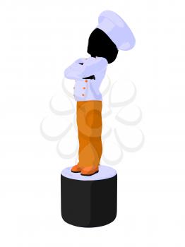 Royalty Free Clipart Image of a Child Chef on Sushi