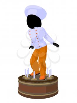Royalty Free Clipart Image of a Girl Chef on a Cake
