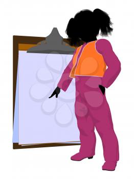 Royalty Free Clipart Image of a Girl and a Clipboard