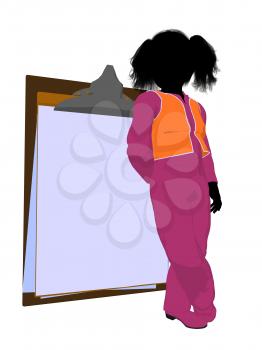 Royalty Free Clipart Image of a Girl and a Clipboard