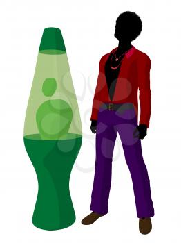 Royalty Free Clipart Image of a Man and a Lava Lamp