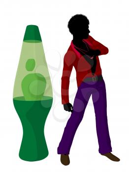 Royalty Free Clipart Image of a Man and a Lava Lamp