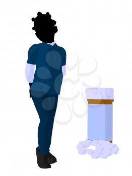 Royalty Free Clipart Image of a Girl Doctor Beside Pills