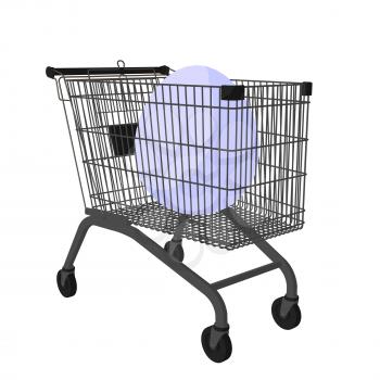 Royalty Free Clipart Image of an Egg in a Shopping Cart