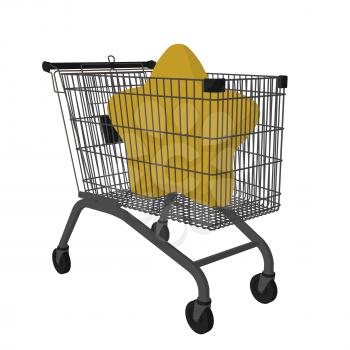 A star in a shopping cart on a white background