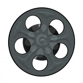 3D film reel on a white background