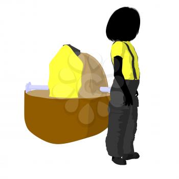 Royalty Free Clipart Image of a Girl Beside a Helmet