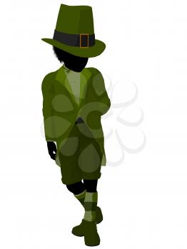 Royalty Free Clipart Image of a Leprechaun Girl Silhouette