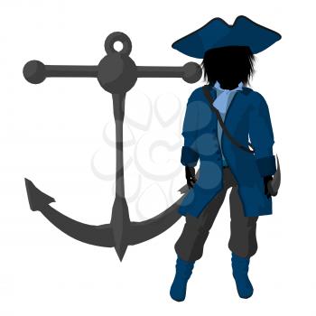 Royalty Free Clipart Image of a Little Pirate With an Anchor