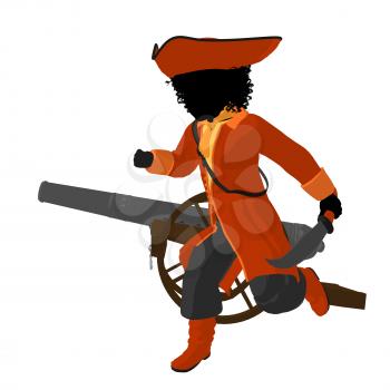 Royalty Free Clipart Image of a Girl Pirate With a Cannon