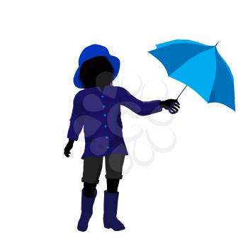 Royalty Free Clipart Image of a Child With an Umbrella