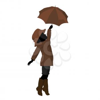 Royalty Free Clipart Image of a Child With an Umbrella