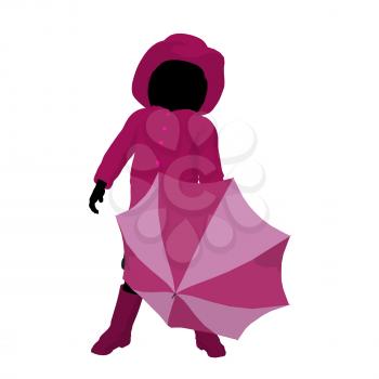 Royalty Free Clipart Image of a Girl With an Umbrella