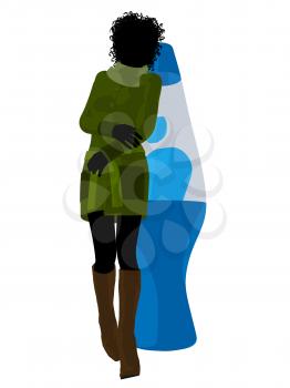 Royalty Free Clipart Image of a Woman With a Lava Lamp