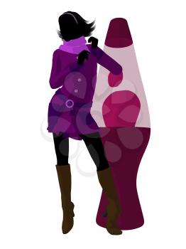 Royalty Free Clipart Image of a Woman and a Lava Lamp