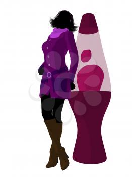 Royalty Free Clipart Image of a Woman and a Lava Lamp