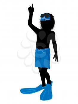 Royalty Free Clipart Image of a Boy Wearing a Snorkel Mask