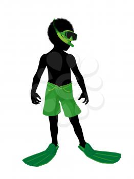 Royalty Free Clipart Image of a Boy Going Snorkelling
