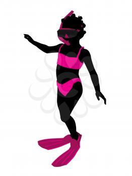 Royalty Free Clipart Image of a Girl Going Snorkelling