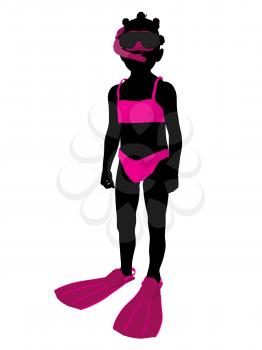 Royalty Free Clipart Image of a Girl Going Snorkelling