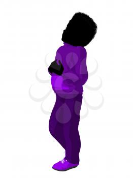 Royalty Free Clipart Image of a Boy in Purple