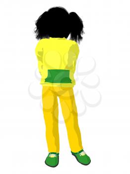 Royalty Free Clipart Image of a Girl in Yellow and Green