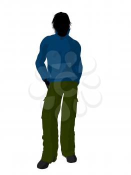 Royalty Free Clipart Image of a Guy in a Blue Top