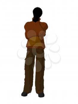 Royalty Free Clipart Image of a Guy in a Rust-Coloured Top