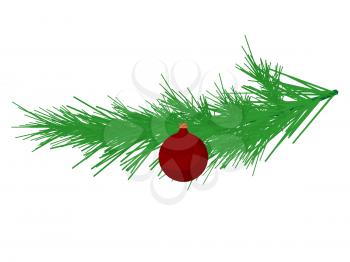 Royalty Free Clipart Image of a Christmas Tree Ornament on an Evergreen