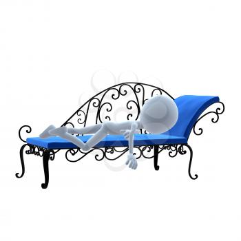 Royalty Free Clipart Image of a 3D Guy With Patio Furniture