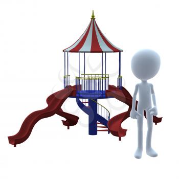 Royalty Free Clipart Image of a 3D Guy on a Slide