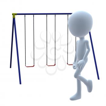 Royalty Free Clipart Image of a 3D Guy With a Swing