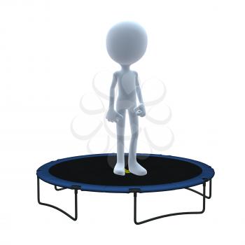 Royalty Free Clipart Image of a 3D Guy on a Trampoline