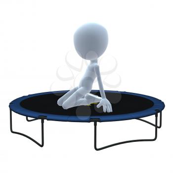 Royalty Free Clipart Image of a 3D Guy on a Trampoline
