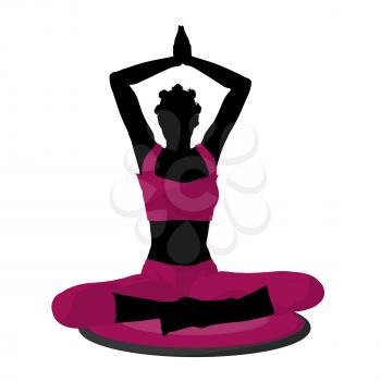 African american female yoga art illustration silhouette on a white background