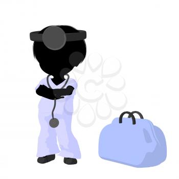 Royalty Free Clipart Image of a Girl Playing Doctor