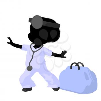 Royalty Free Clipart Image of a Girl Playing Doctor
