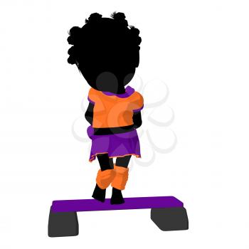 Royalty Free Clipart Image of a Girl Doing Step Aerobics