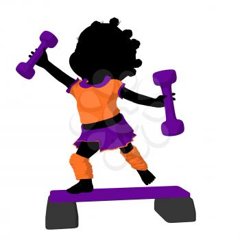 Royalty Free Clipart Image of a Girl Doing Step Aerobics