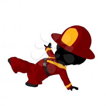 Royalty Free Clipart Image of a Baby Firefighter