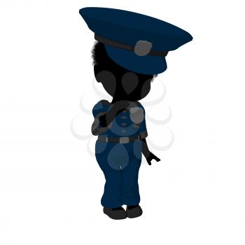 Royalty Free Clipart Image of a Little Girl in a Police Officer's Costume