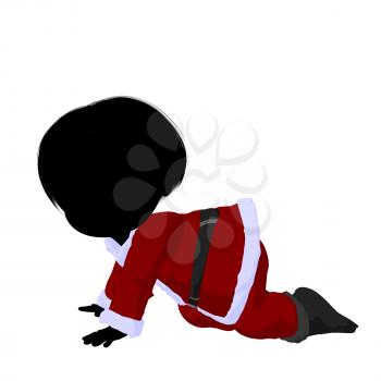 Royalty Free Clipart Image of a Little Girl in a Santa Suit