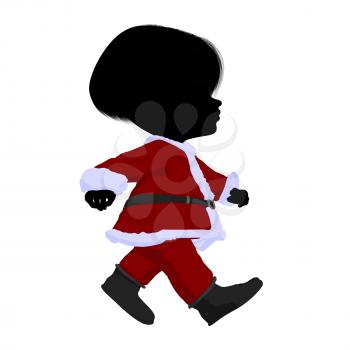 Royalty Free Clipart Image of a Little Girl in a Santa Suit