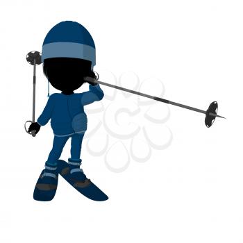 Royalty Free Clipart Image of a Little Girl Skiing