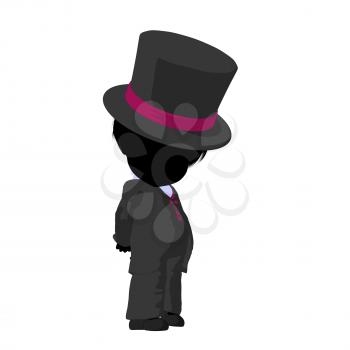 Royalty Free Clipart Image of a Little Girl in a Top Hat