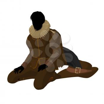 Royalty Free Clipart Image of an Elizabethan Man With a Hat