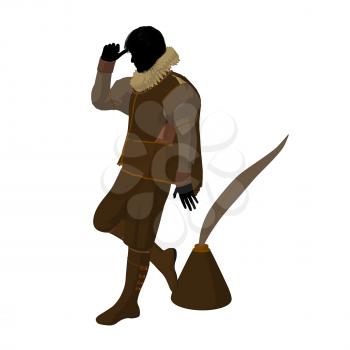 Royalty Free Clipart Image of an Elizabethan Man With a Quill